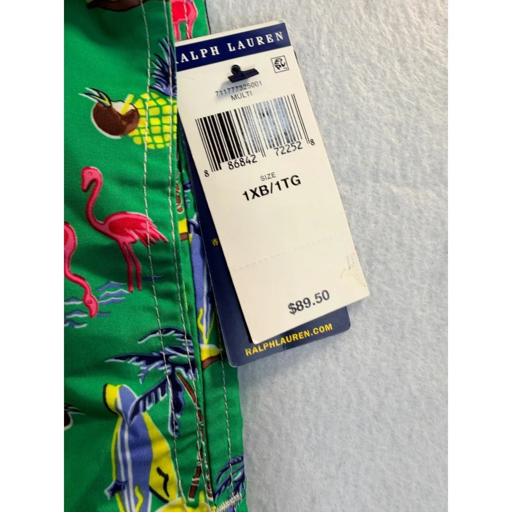 Polo Ralph Lauren Mens Green Tropical Flamingo Swim Trunks 1XB NWT 711777325001